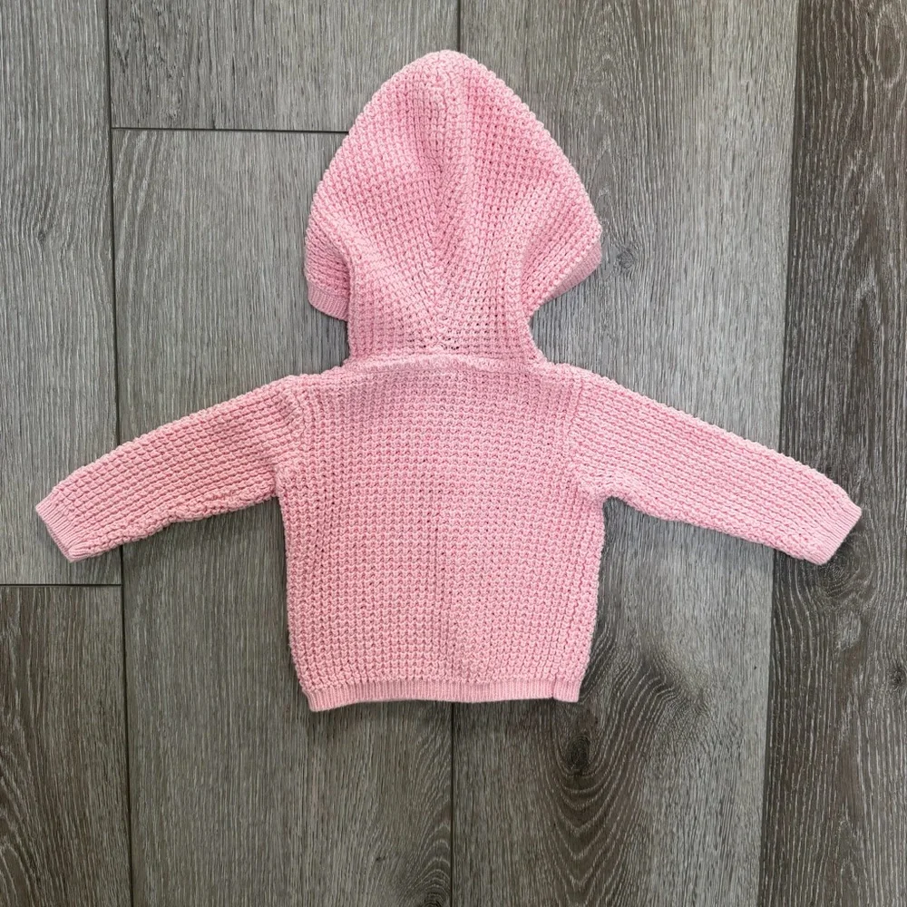 CARTERS HOODED KNIT BUTTON UP CARDIGAN PINK 3MO